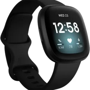 Fitbit Versa 3 Black smartwatch with built in GPS and 24 7 heart rate tracking